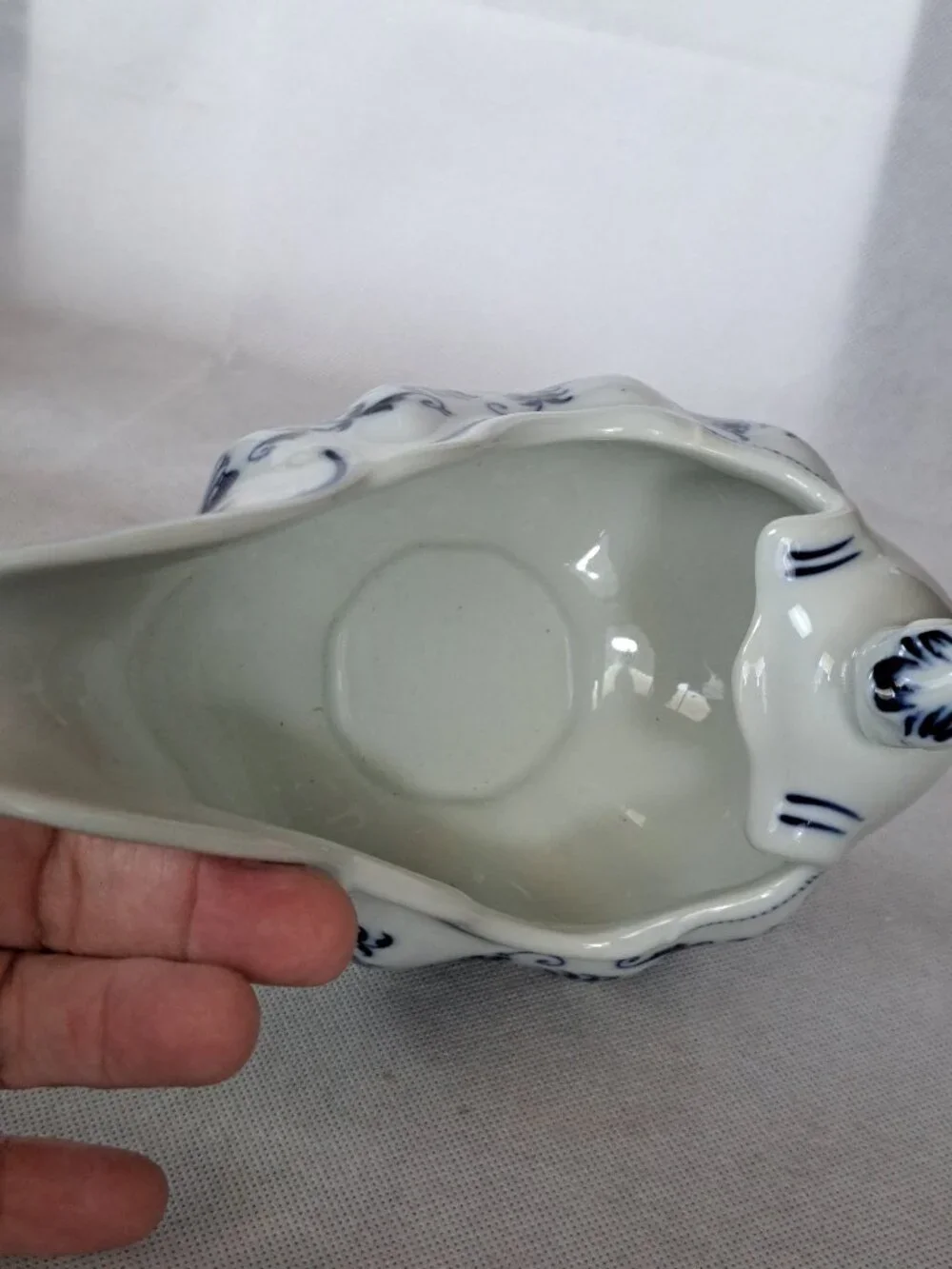 VTG Blue Danube Blue Onion Gravy Sauce Boat Porcelain 18oz Rectangle Mark Japan